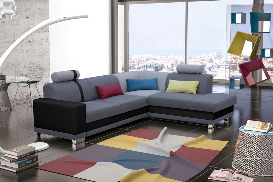 Sarokkanapé Veta (sötétszürke + világosszürke + fekete) (J)