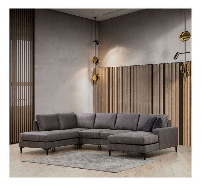 Colțar în formă de U Portobeno 2 (antracit + negru)