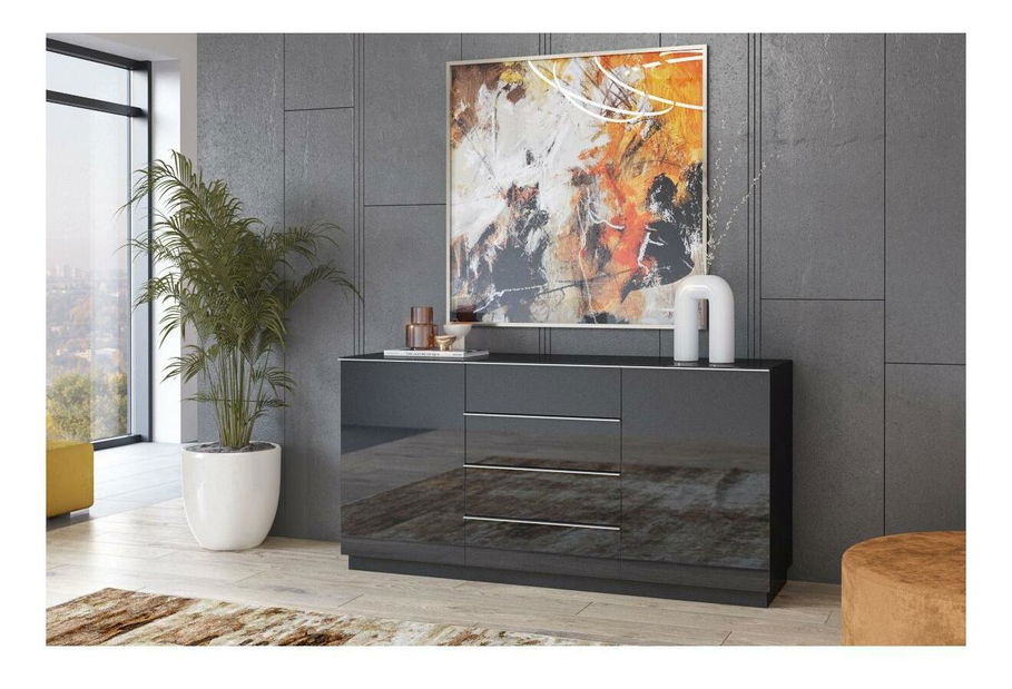 Komoda Henry Typ 26 (čierna + čierny vysoký lesk)