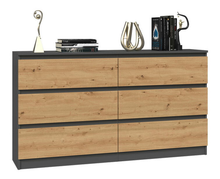 Comodă Musecalo 6 140 (antracit + stejar artisan)