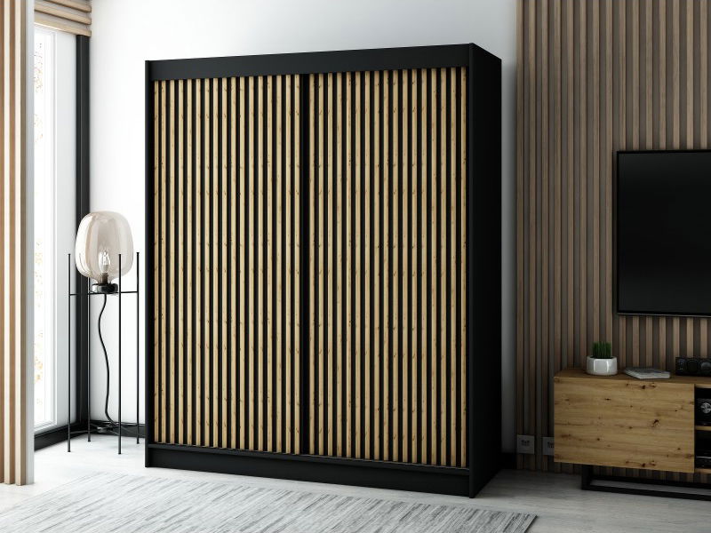 Šatníková skriňa 180 cm Ladonna 1 (čierna matná)