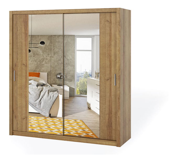 Šatníková skriňa Bonaparte SZ200 (dub zlatý) (so zrkadlom)