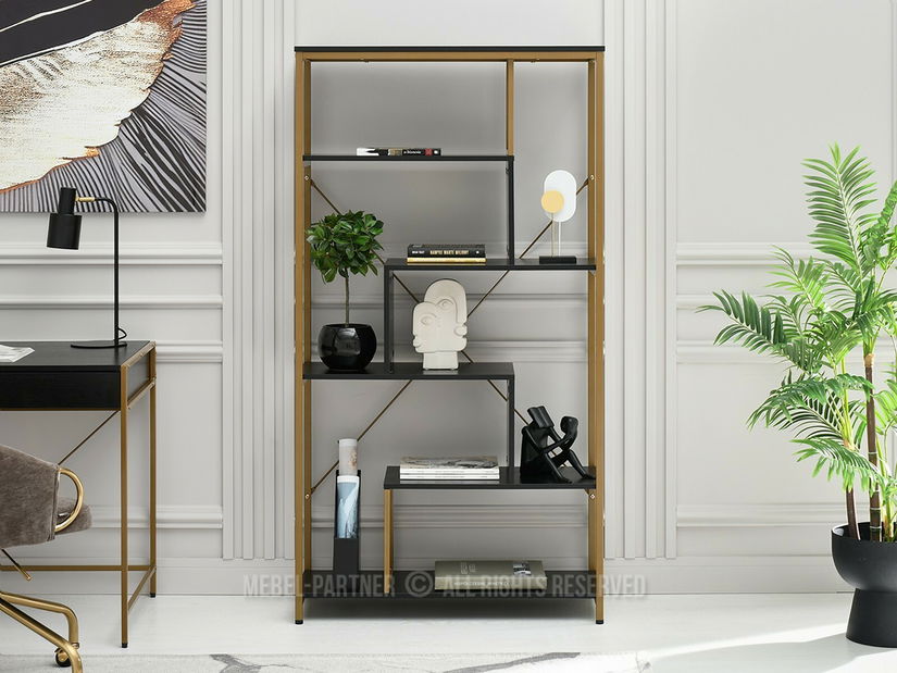 Regál Harp B (fekete fa + arany)