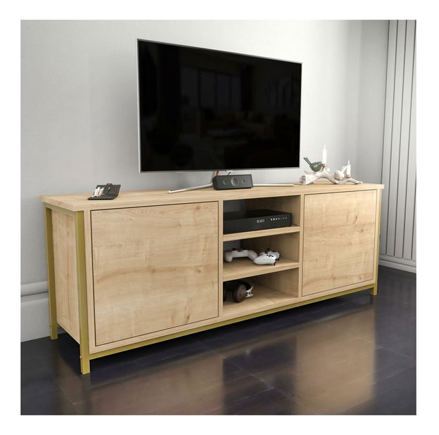 TV stolík Otosello (zlatá + dub)