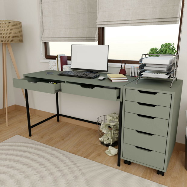 Masă PC cu container de birou Worky (verde)