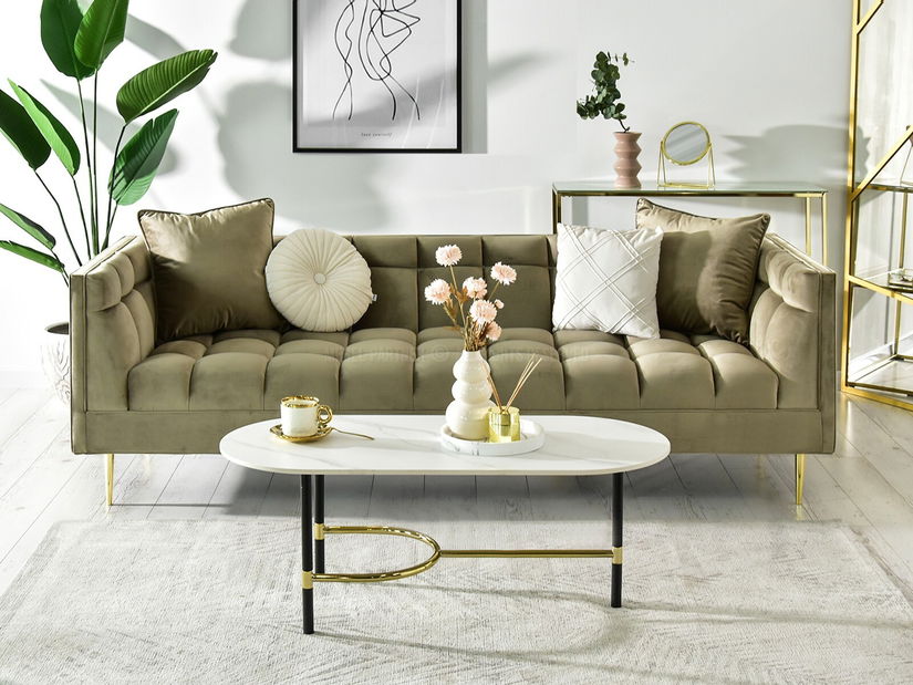 Stolić za kavu Lamka (bijeli mramor + crna)