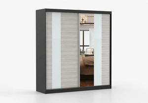 Dulap de haine Mebur 32 200 (negru + kathult + sticlă albă + Oglindă)