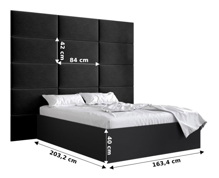 Bračni krevet s tapeciranim uzglavljem 160 cm Brittany 1 (bijela mat + crna) (s podnicom)