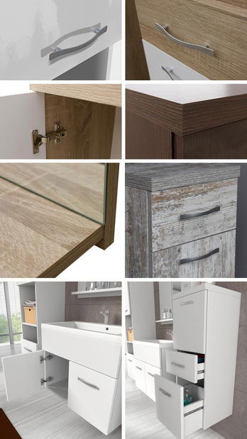 Mobilier baie Lunara (bodega + Alb lucios ) (fără sifon, fără baterie)