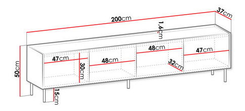 TV szekrény/asztal Anto S2 (warmia dió + fekete márvány)