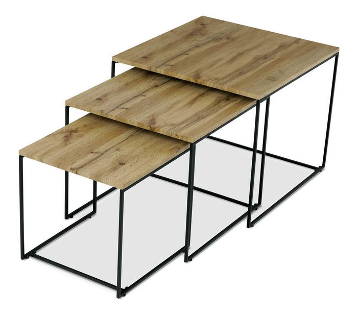 Set 3 măsuțe cafea Adeptos (stejar sălbatic)