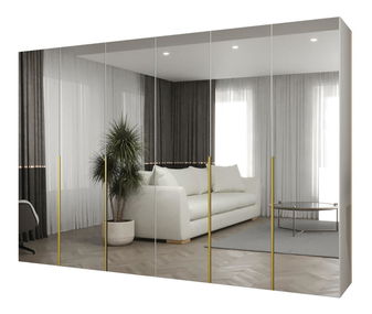 Ruhásszekrény 300 cm Alice 3 (fehér + arany)