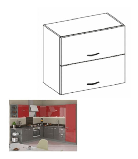Dulap superior de bucătărie 80 GU-72 Pleitton (roșu lucios)