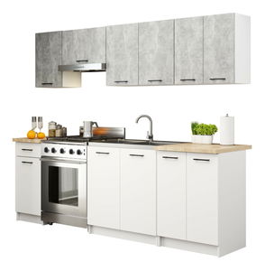 Kuchynská zostava 240 cm Ozara II (betón + biela)
