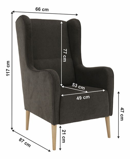 Kreslo ušiak Brius (hnedá)