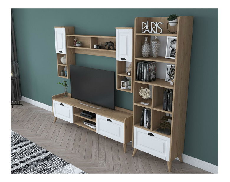 Set za dnevni boravak Kupode 5 (bijela + orah) 