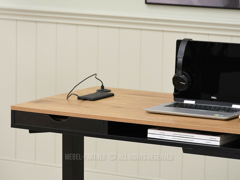 Masă PC Osto 140 (stejar negru + alb)