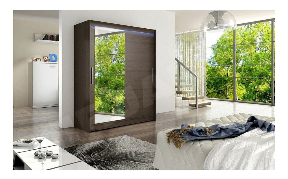 Ormar Primrose VI (choco + ogledalo) (LED rasvjeta RGB višebojna)