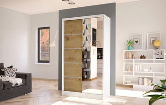 Ruhásszekrény Delana III (fehér + artisan tölgy)