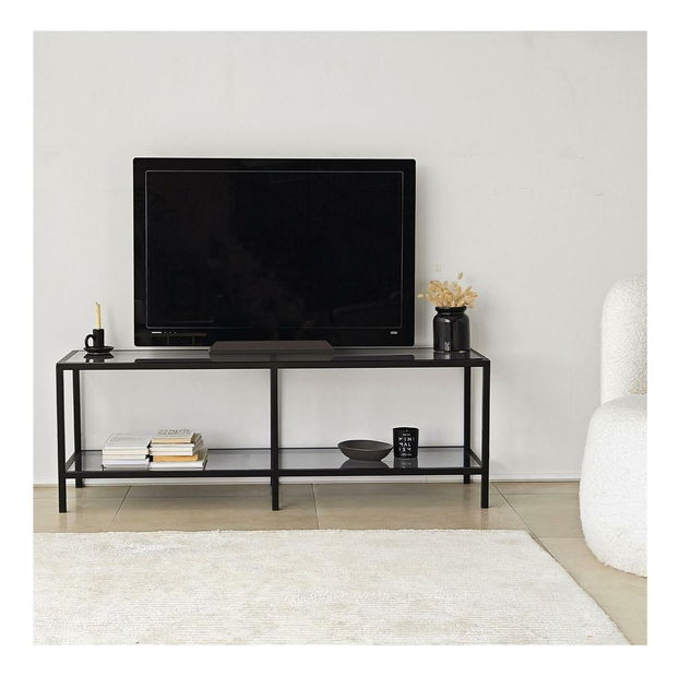 TV asztal Sibade 2 (sötétszürke + fekete) 