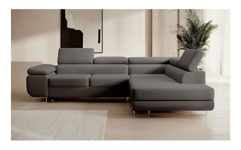 Kutna garnitura Stiletto (D) (sivo-crna + srebrna)