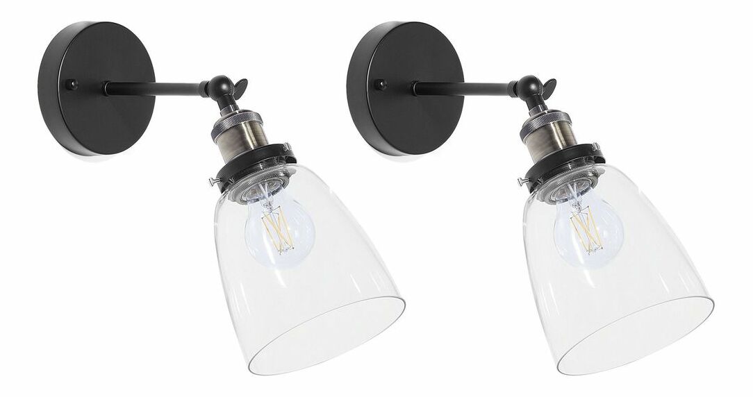 Set 2 ks nástenného osvetlenia Lovza (čierna)