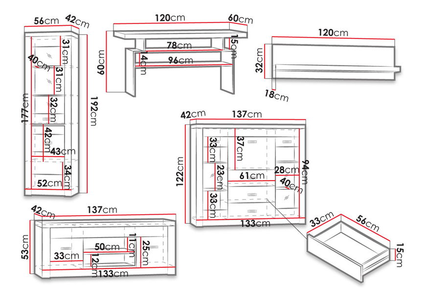 Mobilier living Nadenas I (arin închis)