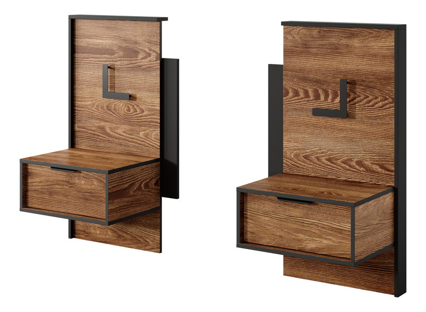 Set noćnih stolića (2 kom.) Milty (hrast baltic + crna)