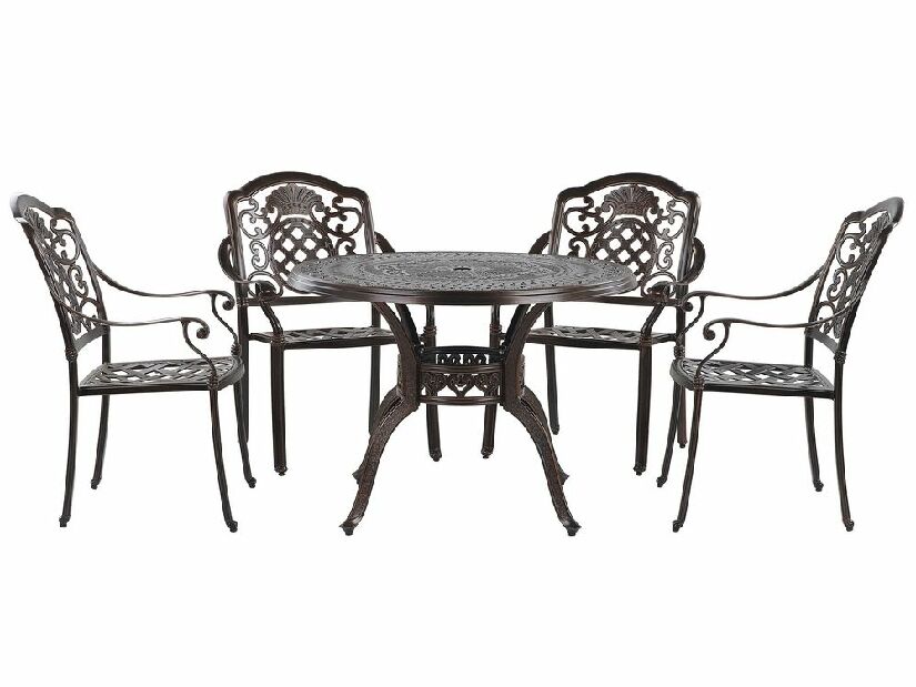 Set de masă pentru grădină SALIO (metal) (maro) (pentru 4 persoane) *vânzare stoc