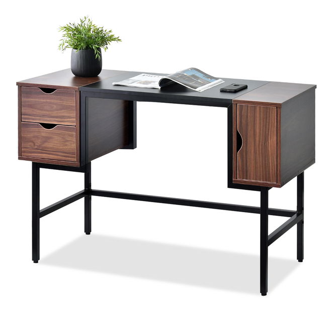 PC stolík Laft (orech tmavý + čierna)