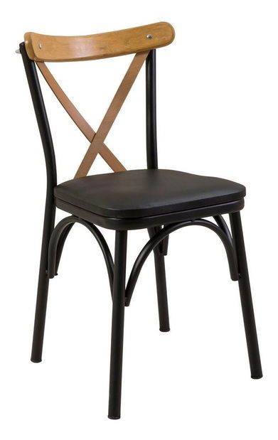 Set mobilier sufragerie Duvasa 6 (stejar + negru) (pentru 2 persoane)