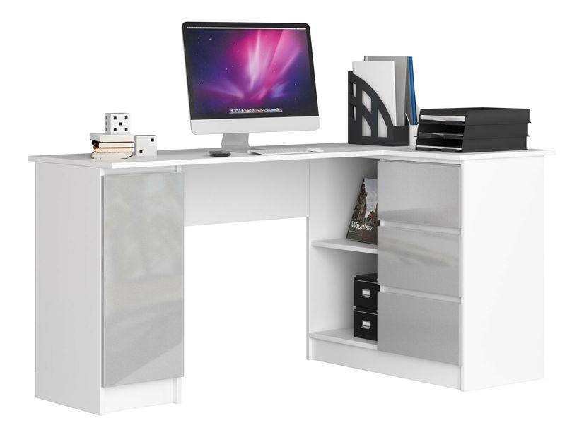 Masă PC de colț Bevin (metalic lucios) (D)