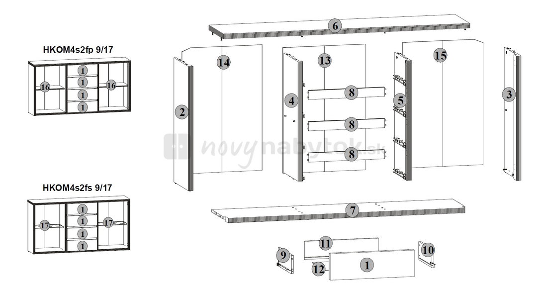 Regál BRW DOORS HKOM4S2FP 9/17 
