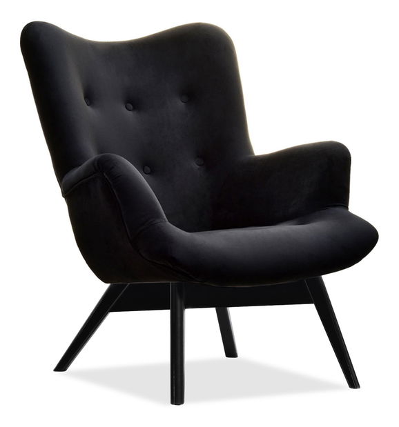 Fotoliu relax Florentino (catifea neagră + negru)