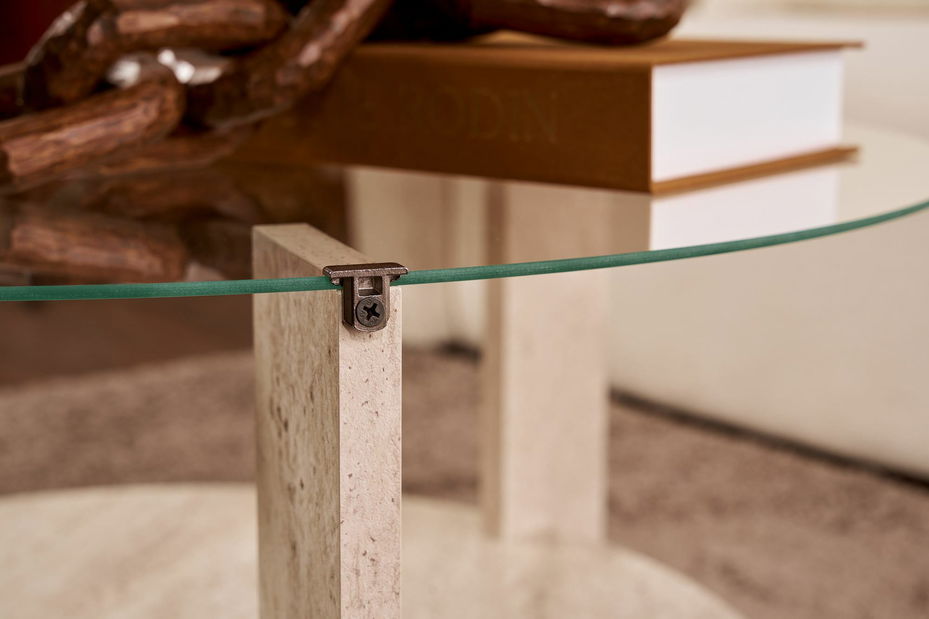 Stolić za kavu Claro (travertin + staklo)