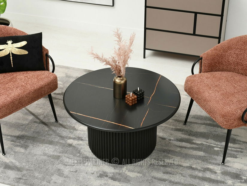 Măsuță cafea Dolfy (marmură negru + negru) *resigilat