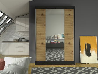 Šatníková skriňa Lawana 2 (čierna + artisan)
