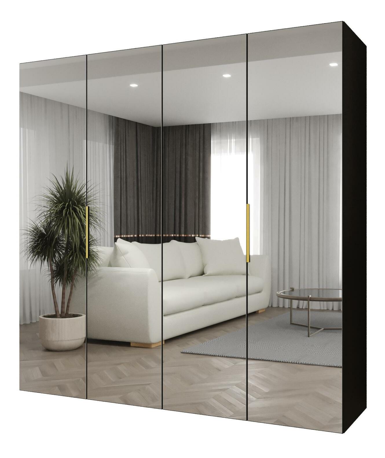 Dulap de haine 200 cm Mirabella 3 (Negru + Auriu)