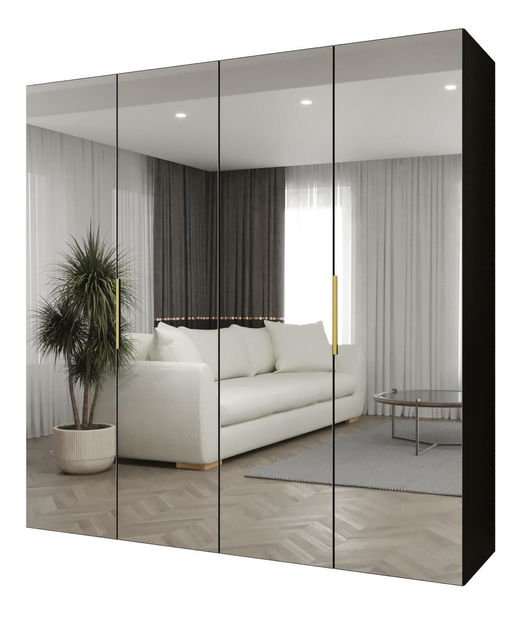 Dulap de haine 200 cm Mirabella 3 (Negru + Auriu)