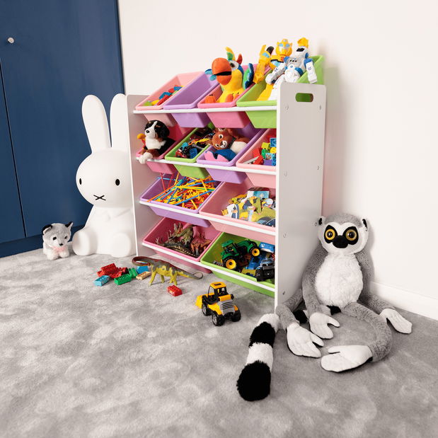 Organizér na hračky Malka (biela + ružová + fialová)