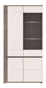 Vitrína Aren AS10 (s osvetlením) (dub enderein + lesk biely)