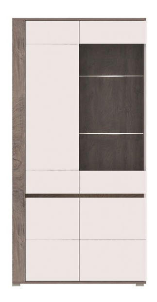 Vitrină Aren AS10 (cu iluminat) (stejar enderein + Alb lucios)