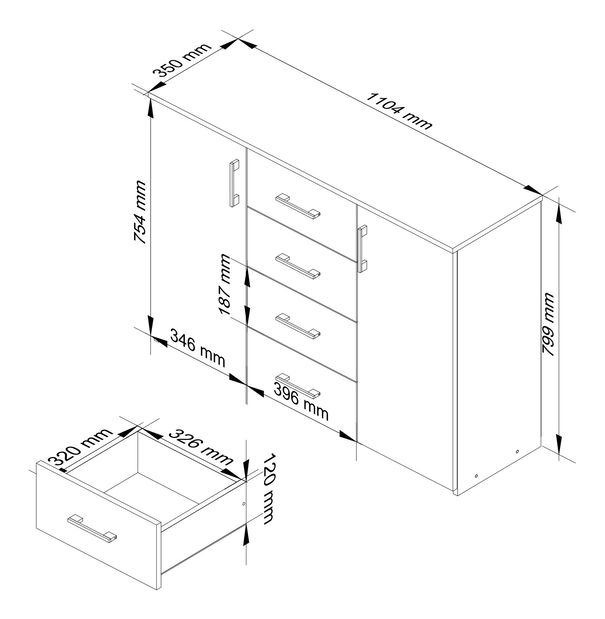 Komoda Kuerten (bijela)