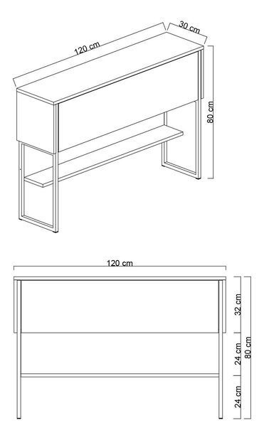 Konzolasztal Luna 4 (ezüst + fehér) 