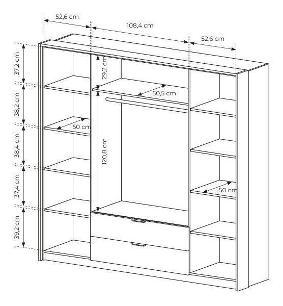 Šatníková skriňa Milty (dub baltic + čierna)