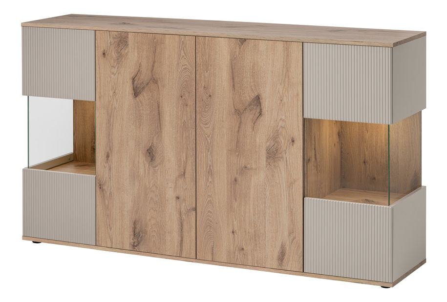 Vitrina Catalis SB (vikinški hrast + kašmir) (s rasvjetom)