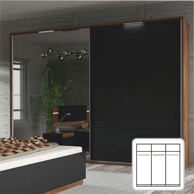 Šatníková skriňa Degas (orech + čierna)