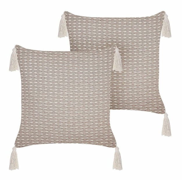 Sada 2 ozdobných vankúšov 42 x 42 cm Hakko (béžová)