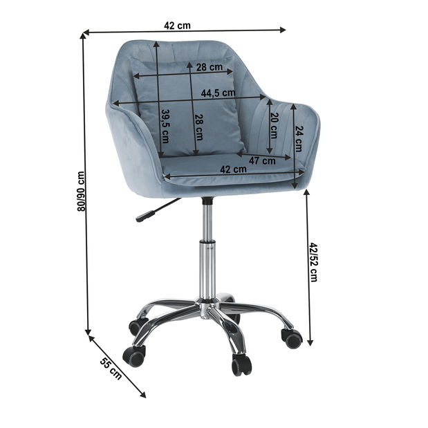 Uredska fotelja Siegen (plava + krom)