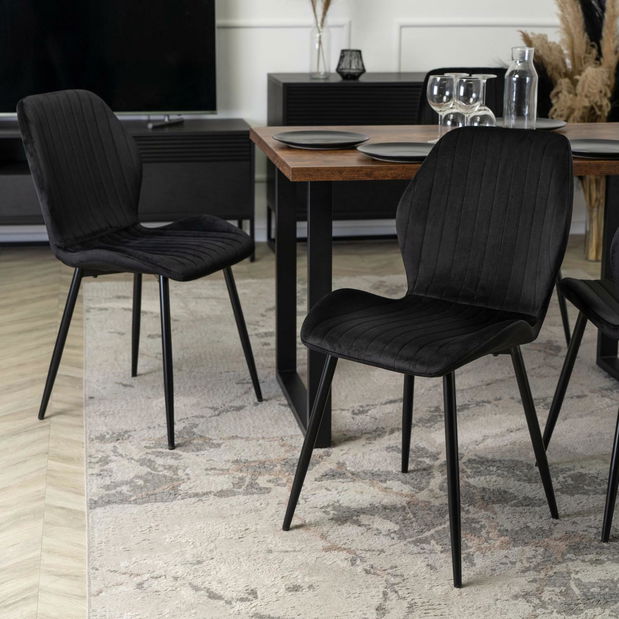 Blagovaonski set Visite (hrast rustikal + crna) (za 4 osobe)